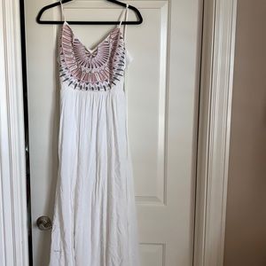 White Flowy Backless Maxi dress
